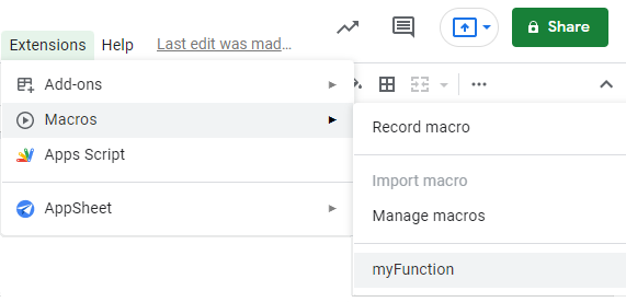 Adding a Macro to a Google Sheets document
